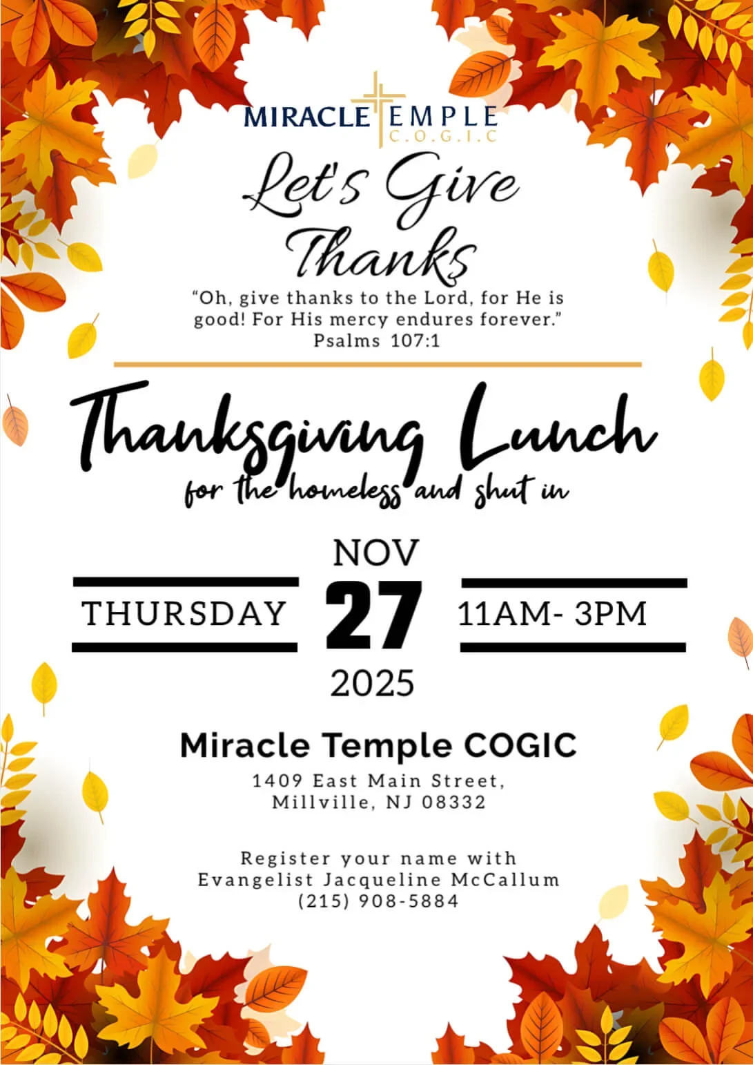 Miracle Temple COGIC - Thanksgiving lunch